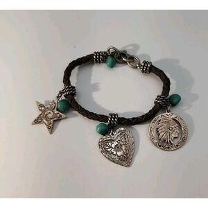 Carolyn Pollack Relios 925 Sterling Silver Turquoise SW Charms 8" Bracelet